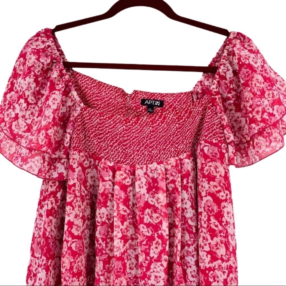 APT 9 Pink Chiffon Off The Shoulder Floral Top - Picture 2 of 8